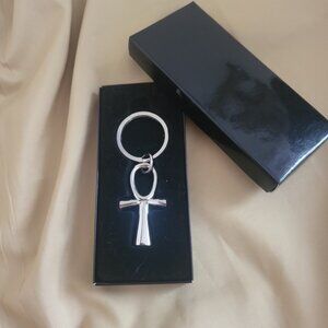 Os Ombres Egyptian Ankh Cross Silver Keychain NIB